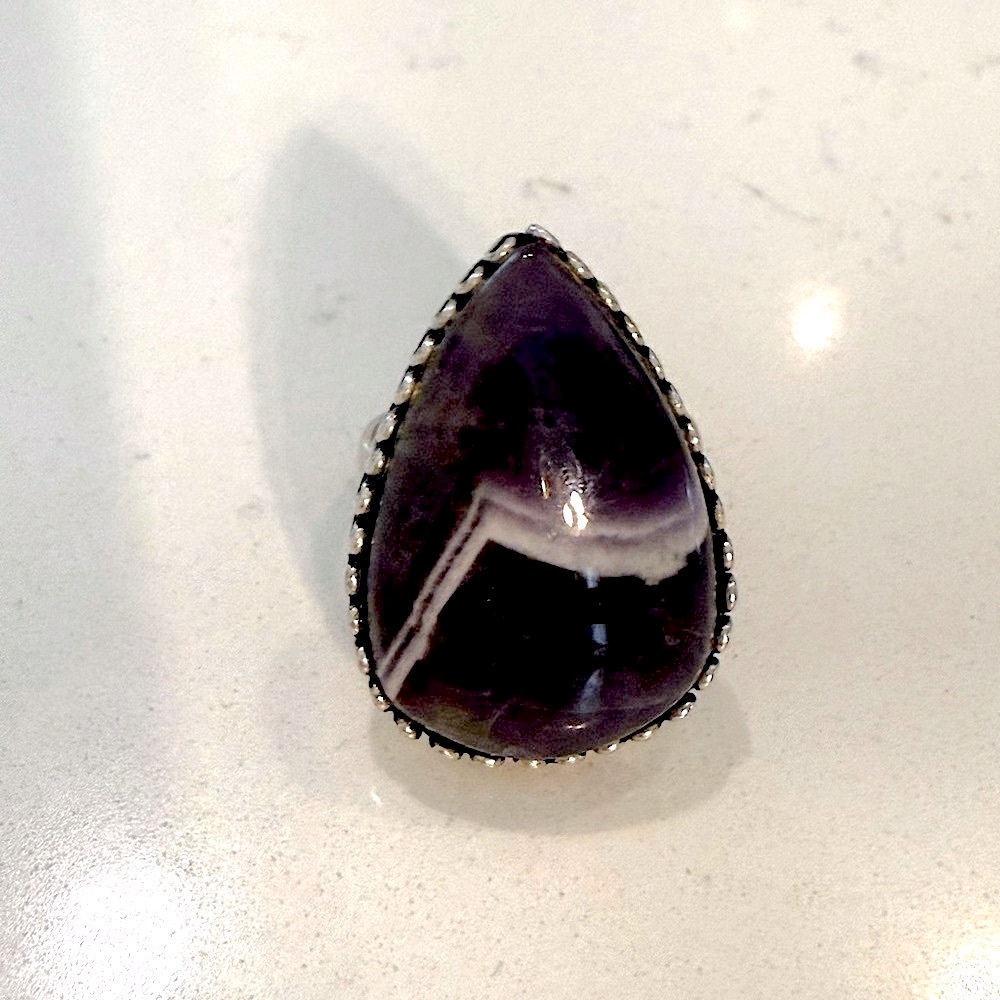 Elegant amethysts Teardrop Ring size 9